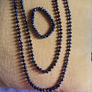 Crystals Sparkly Black Necklace and Bracelet